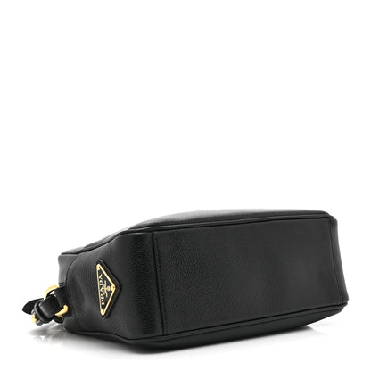 Prada Glace Calfskin Embossed Logo Crossbody Black 4 of 10