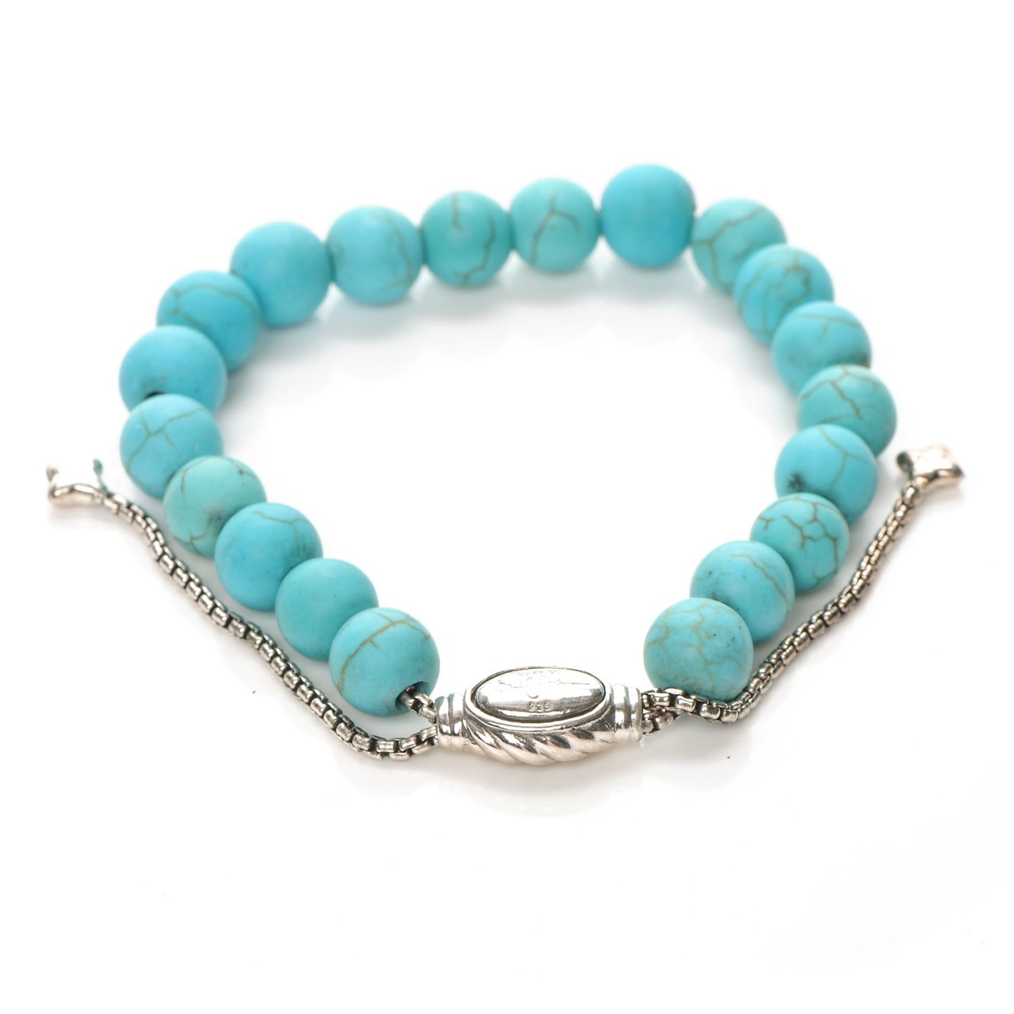 Sterling Silver Turquoise 8mm Spiritual Beads Adjustable Bracelet