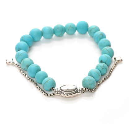 David Yurman Sterling Silver Turquoise 8mm Spiritual Beads Adjustable Bracelet 4 of 5
