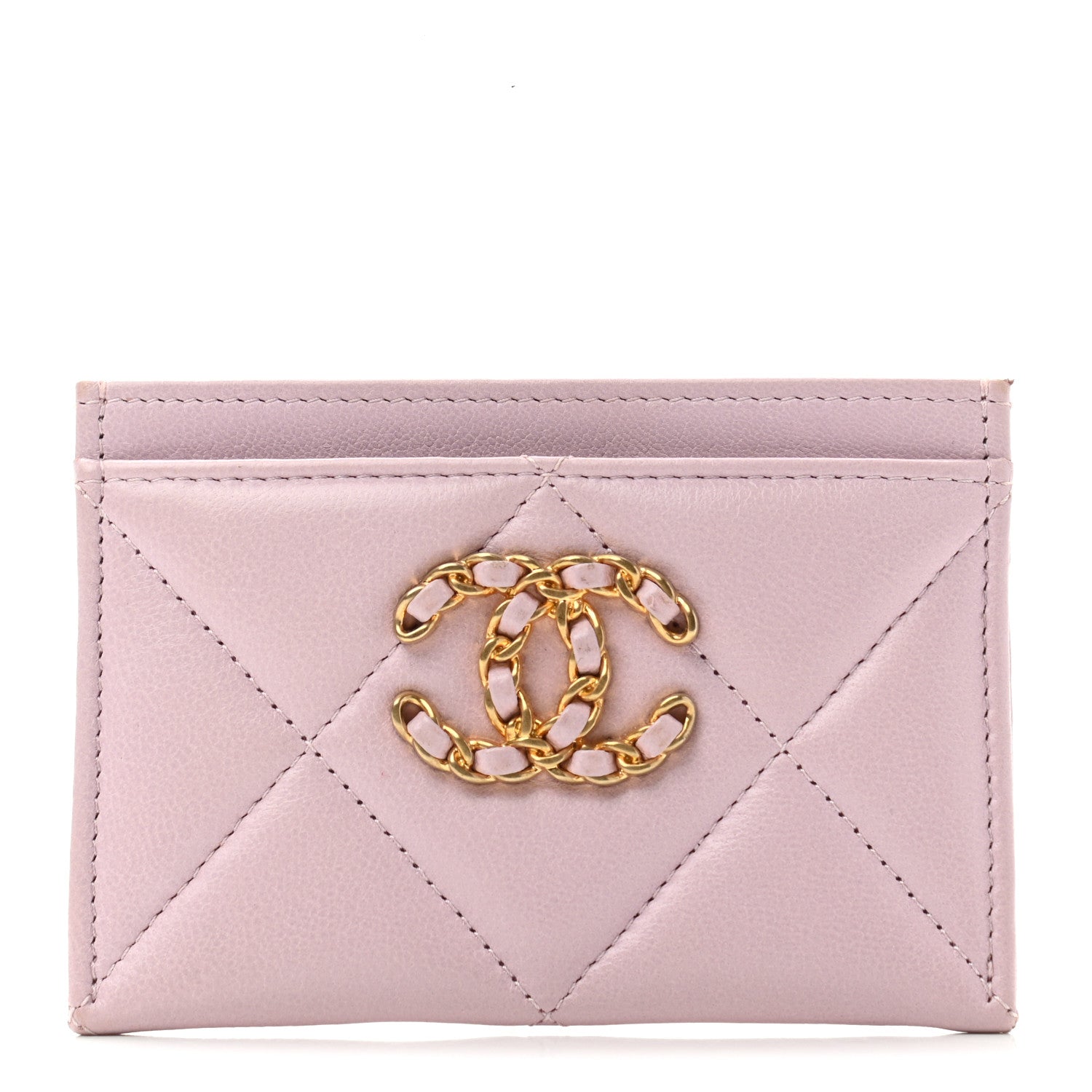Chanel Lambskin Quilted Chanel 19 Card Holder Light Pink 1 of 8