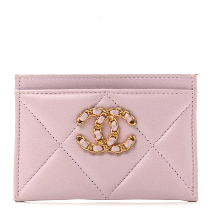 Chanel Lambskin Quilted Chanel 19 Card Holder Light Pink 1 of 8