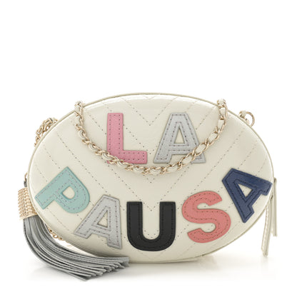 Chanel Embroidered Lambskin Chevron Quilted La Pausa Evening Bag White 1 of 12