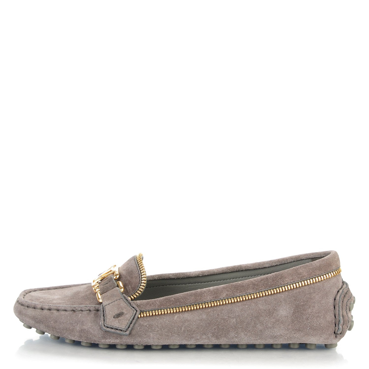 Louis Vuitton Suede Zipper Oxford Loafers 38 Grey 1 of 5
