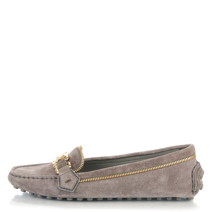 Louis Vuitton Suede Zipper Oxford Loafers 38 Grey 1 of 5