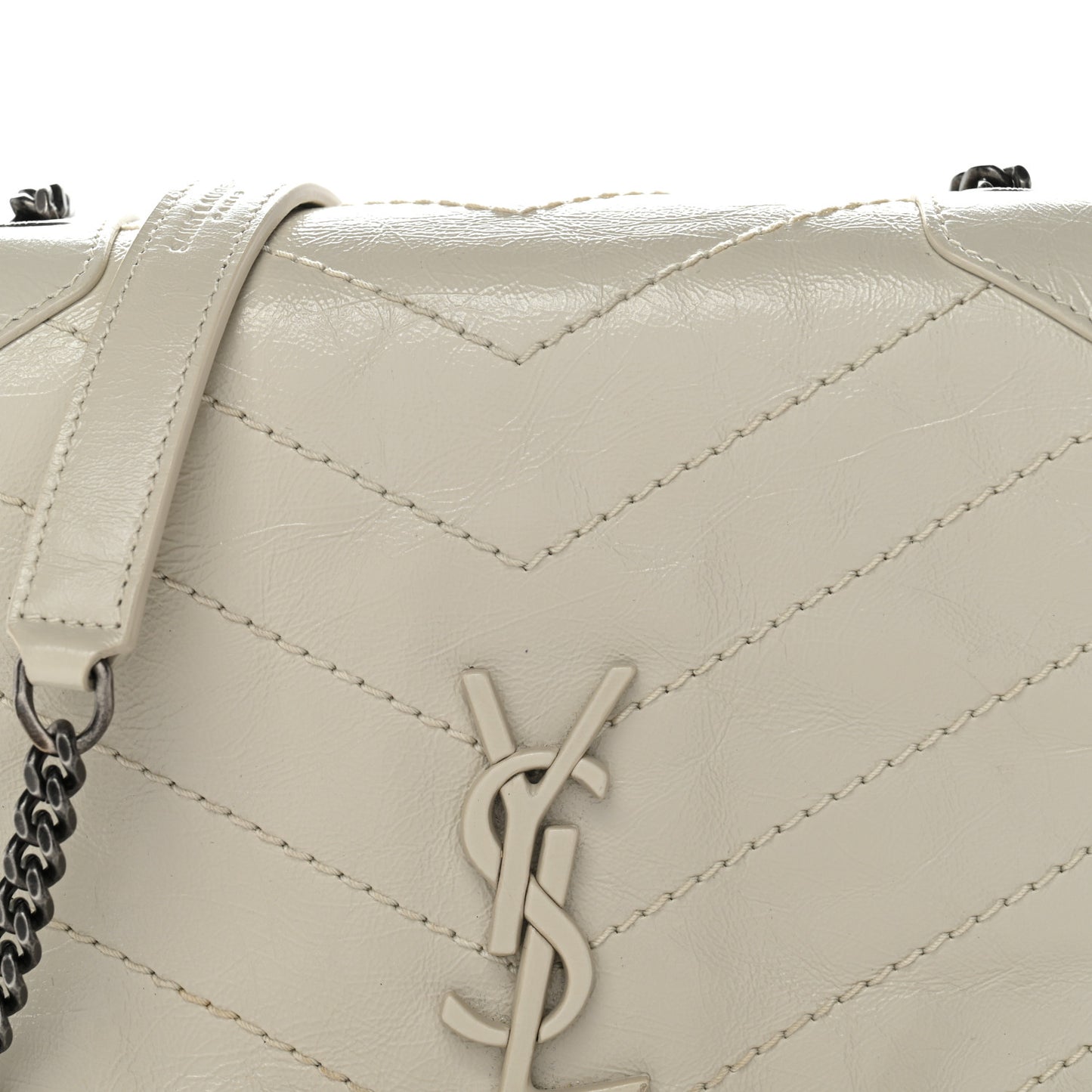 Crinkled Calfskin Matelasse Monogram Niki Chain Wallet Crema Soft