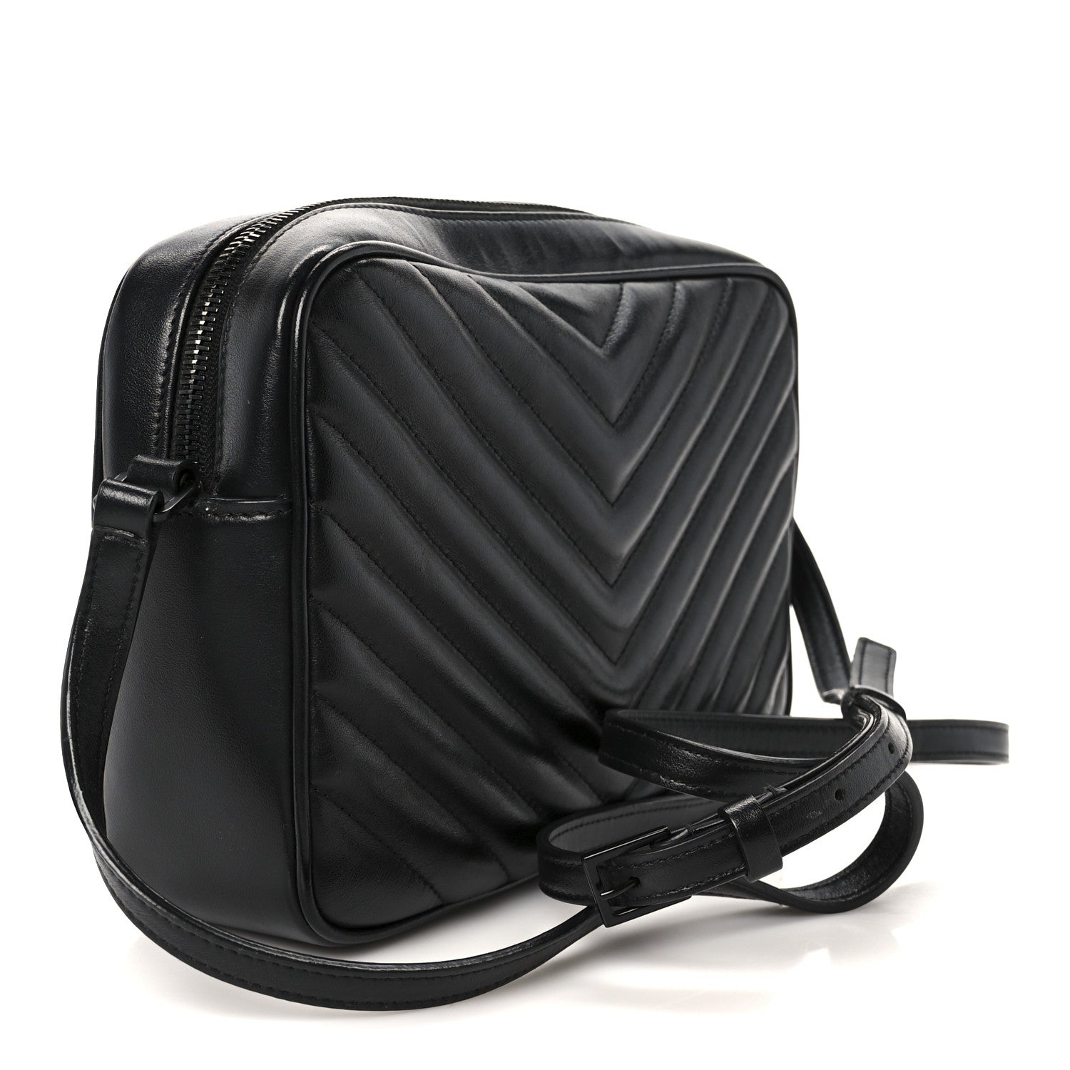 Saint Laurent Calfskin Matelasse Monogram Monochrome Lou Camera Bag Black 3 of 10