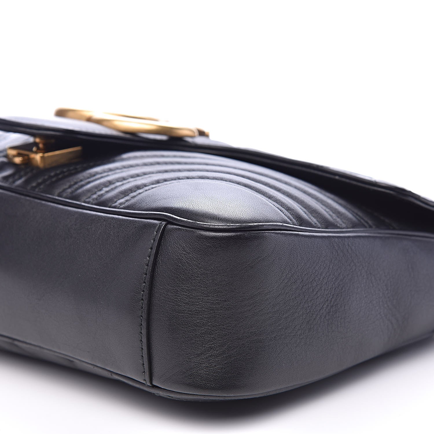 Gucci Calfskin Matelasse Medium GG Marmont Shoulder Bag Black 10 of 16