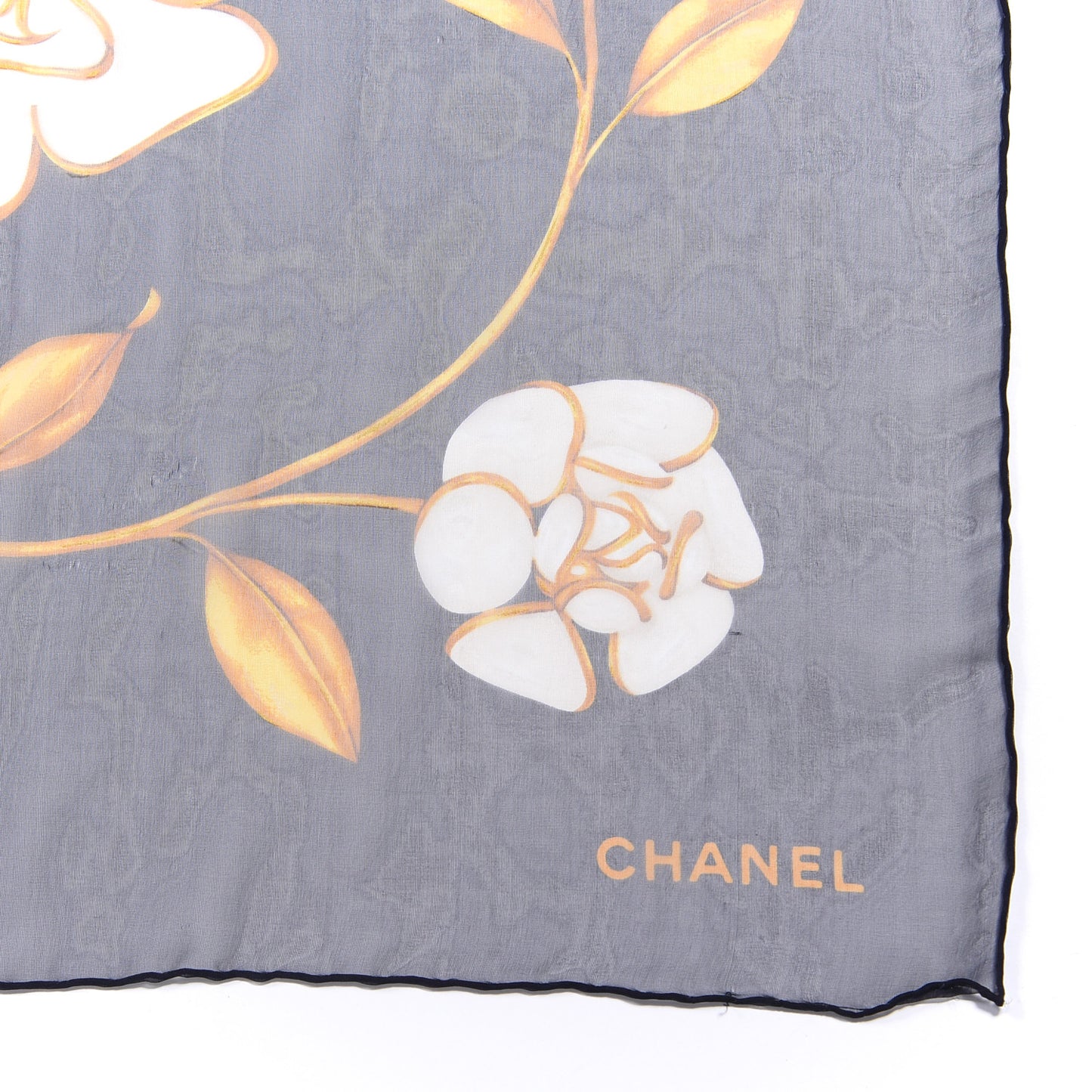Silk Camellia Scarf Grey