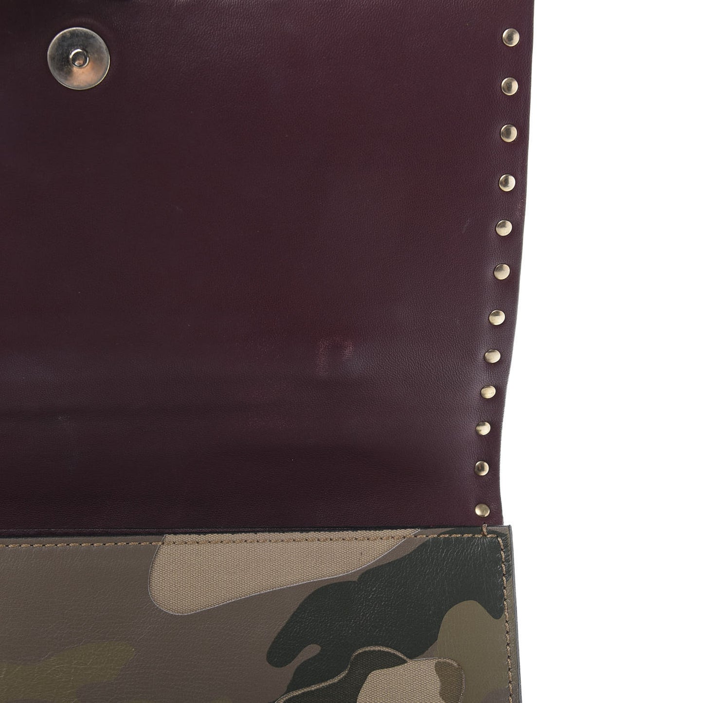 Nappa Canvas Camouflage Rockstud Wristlet Clutch Multicolor