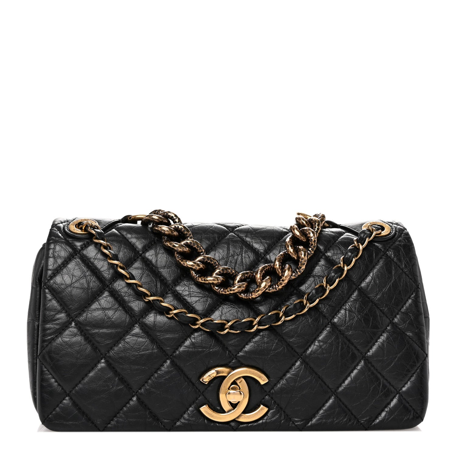 Chanel Aged Calfskin Quilted Small Pondichery Flap Black 1 of 11