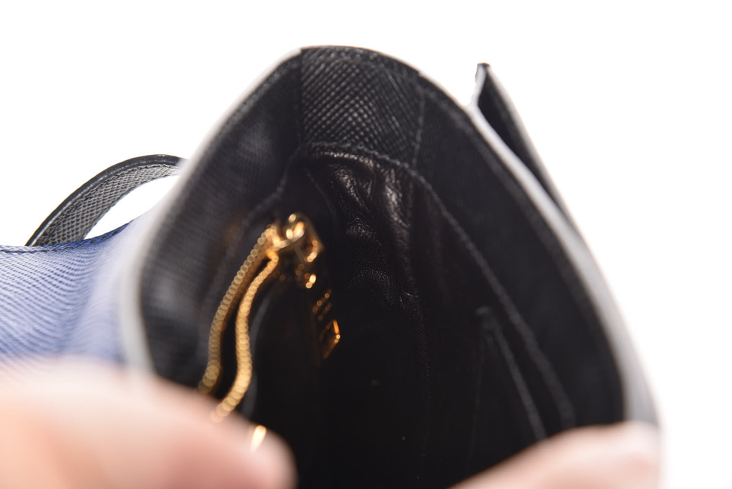 Prada Saffiano Bi-Color Crossbody Bag Inchiostro Black 9 of 15
