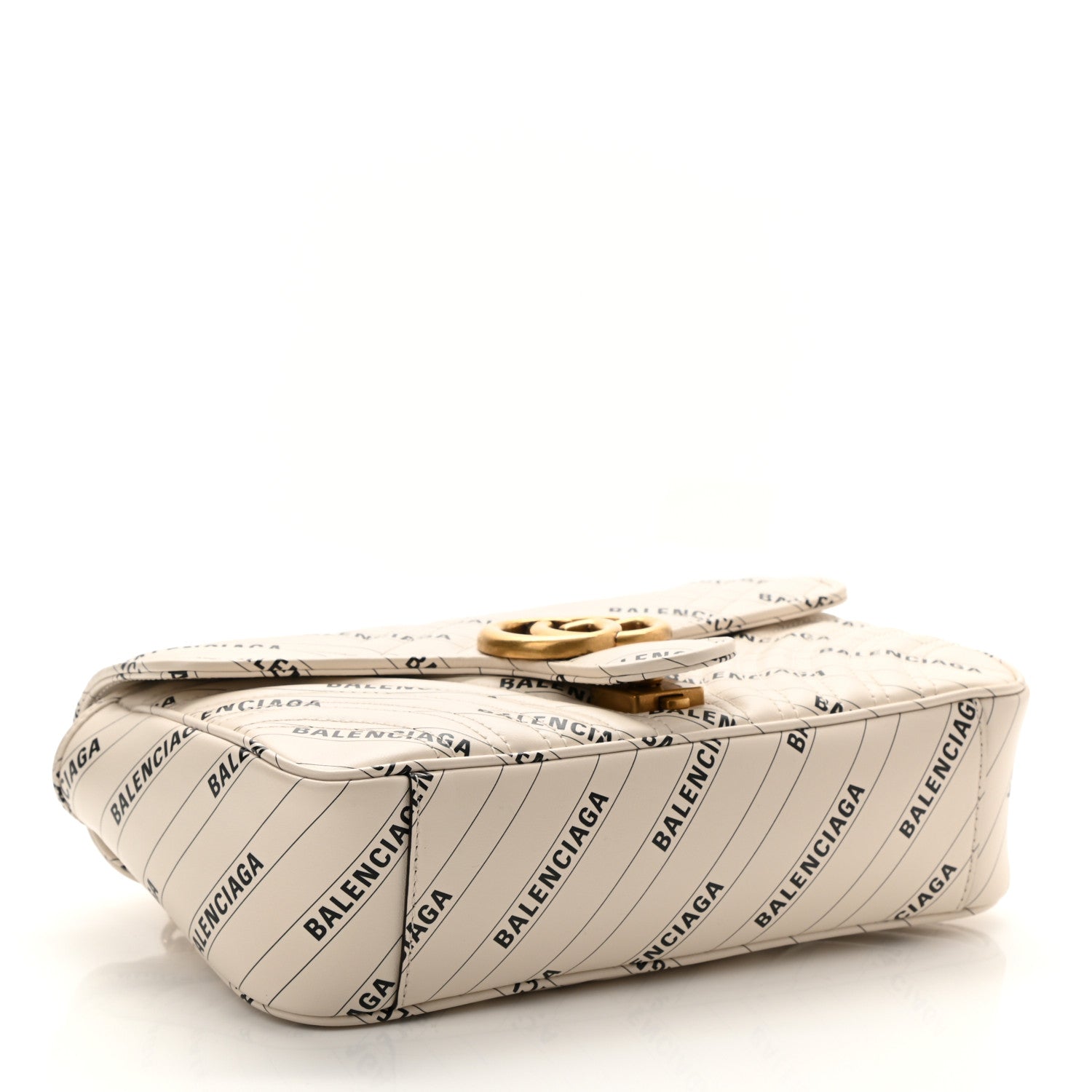 Gucci X BALENCIAGA Calfskin Matelasse Logo Print Small GG Marmont Shoulder Bag White 4 of 8