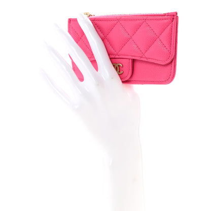 Chanel Caviar Quilted Flap Zip Card Holder Dark Pink 2 of 10