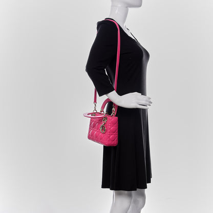 Christian Dior Lambskin Cannage Mini Lady Dior Sorbet 2 of 9