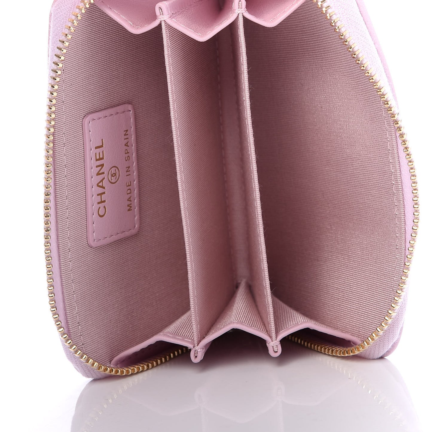Lambskin Quilted Chanel 19 Zip Around Coin Purse Wallet Light Pink