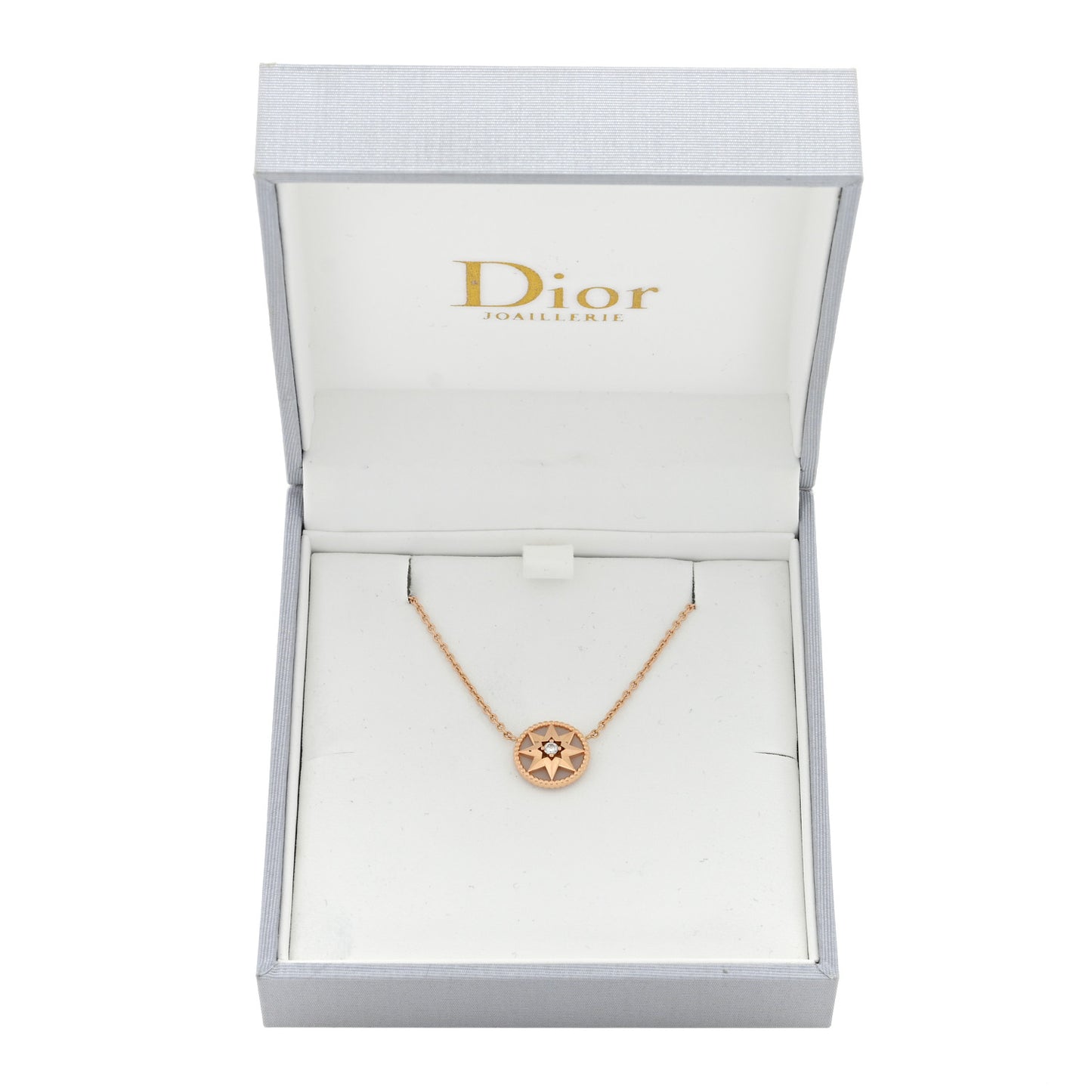18K Rose Gold Diamond Pink Opal Rose Des Vents Necklace