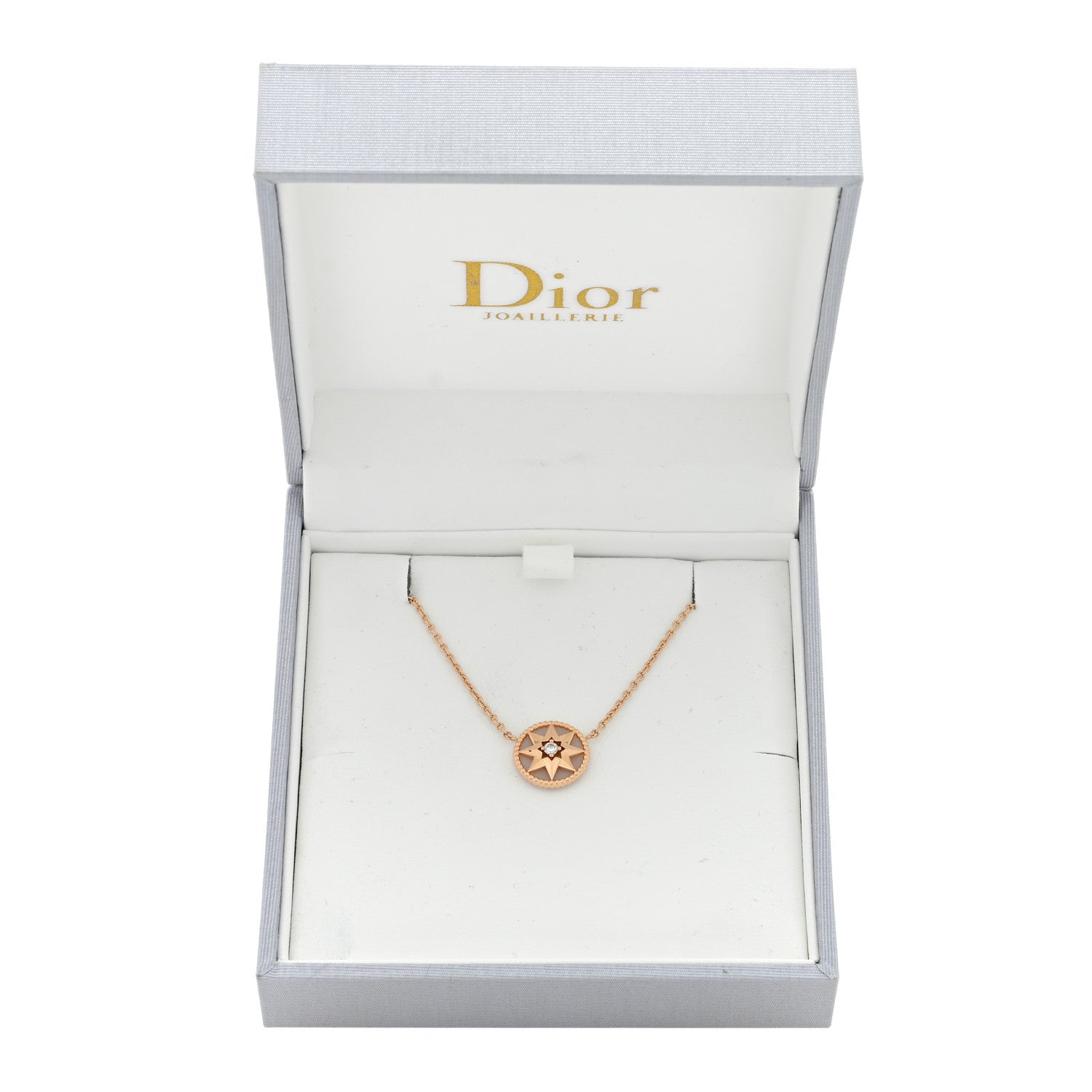Christian Dior 18K Rose Gold Diamond Pink Opal Rose Des Vents Necklace 4 of 4
