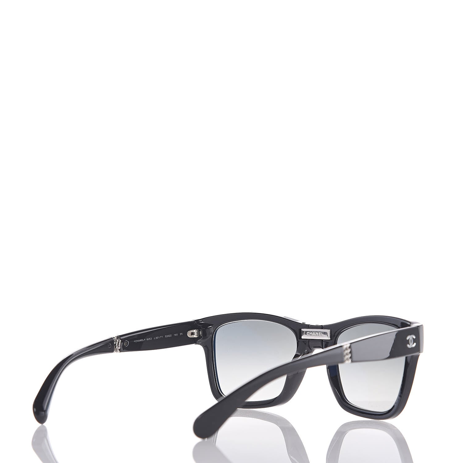 Chanel Nylon Metal Square Folding Sunglasses 6053 Black 4 of 7