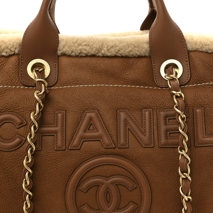 Chanel Lambskin Shearling Medium Deauville Tote Brown 10 of 12