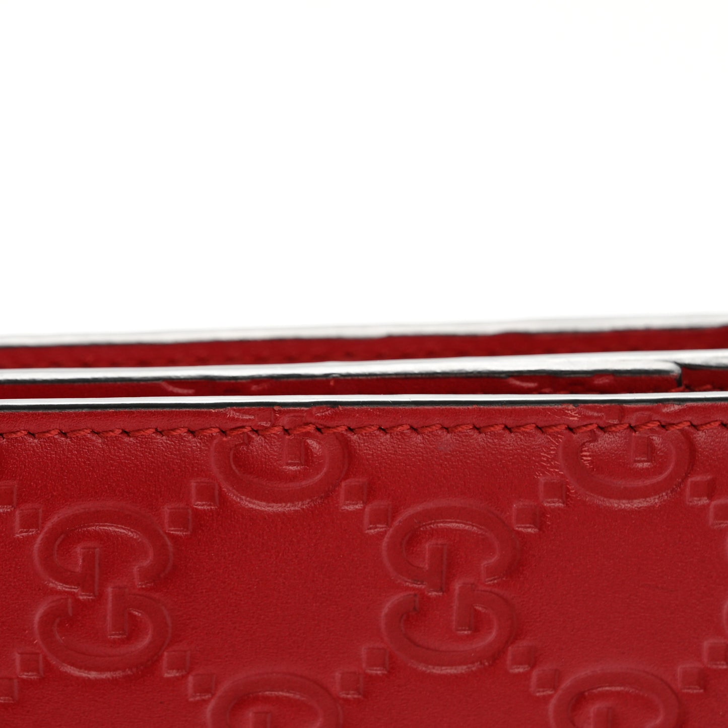 Guccissima Signature Bowy Chain Wallet Hibiscus Red