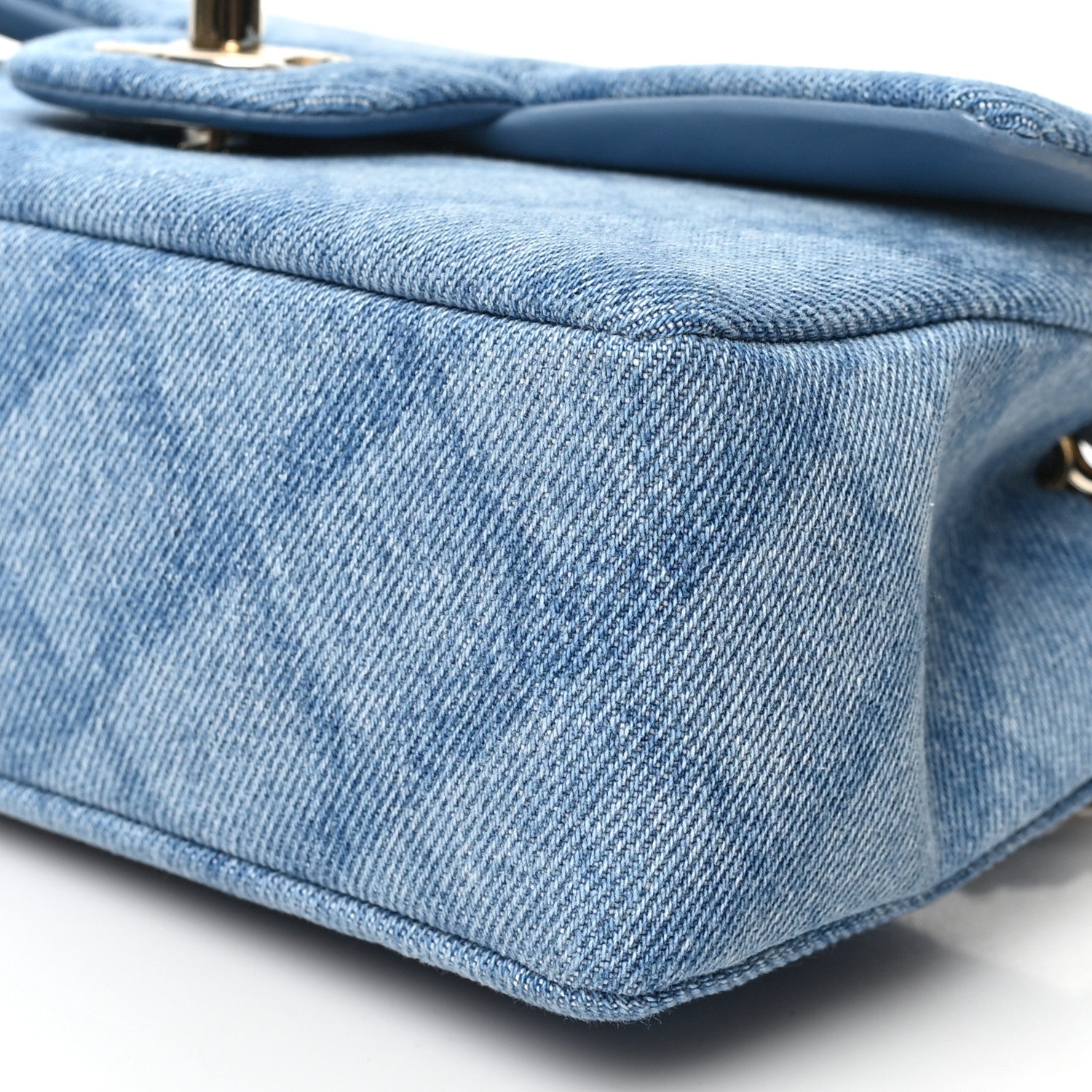 Chanel Printed Denim Quilted Mini Rectangular Flap Light Blue 9 of 10