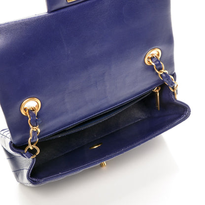 Chanel Lambskin Chevron Quilted Mini Rectangular Flap Dark Blue 5 of 7