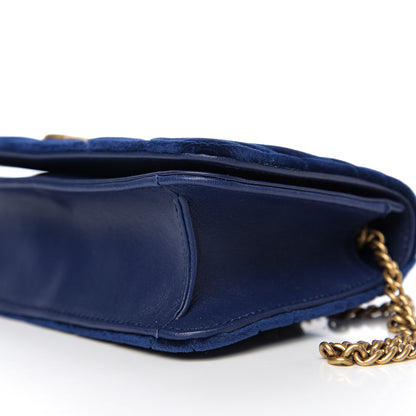 Gucci Velvet Matelasse GG Marmont Mini Bag Cobalt Blue 8 of 10
