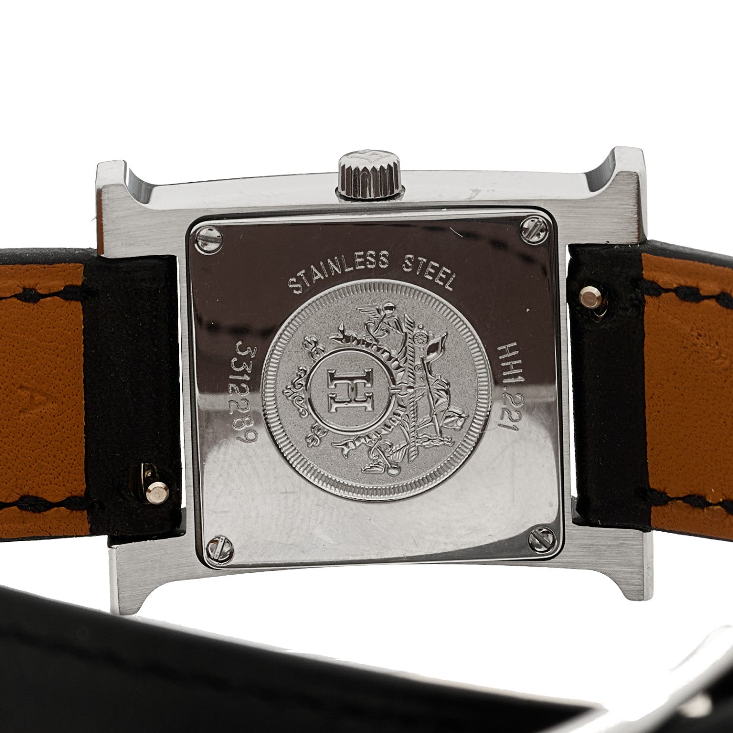 Hermes Stainless Steel Barenia Lacquer 21mm Heure H Hour Double Tour Quartz Watch Noir 4 of 5