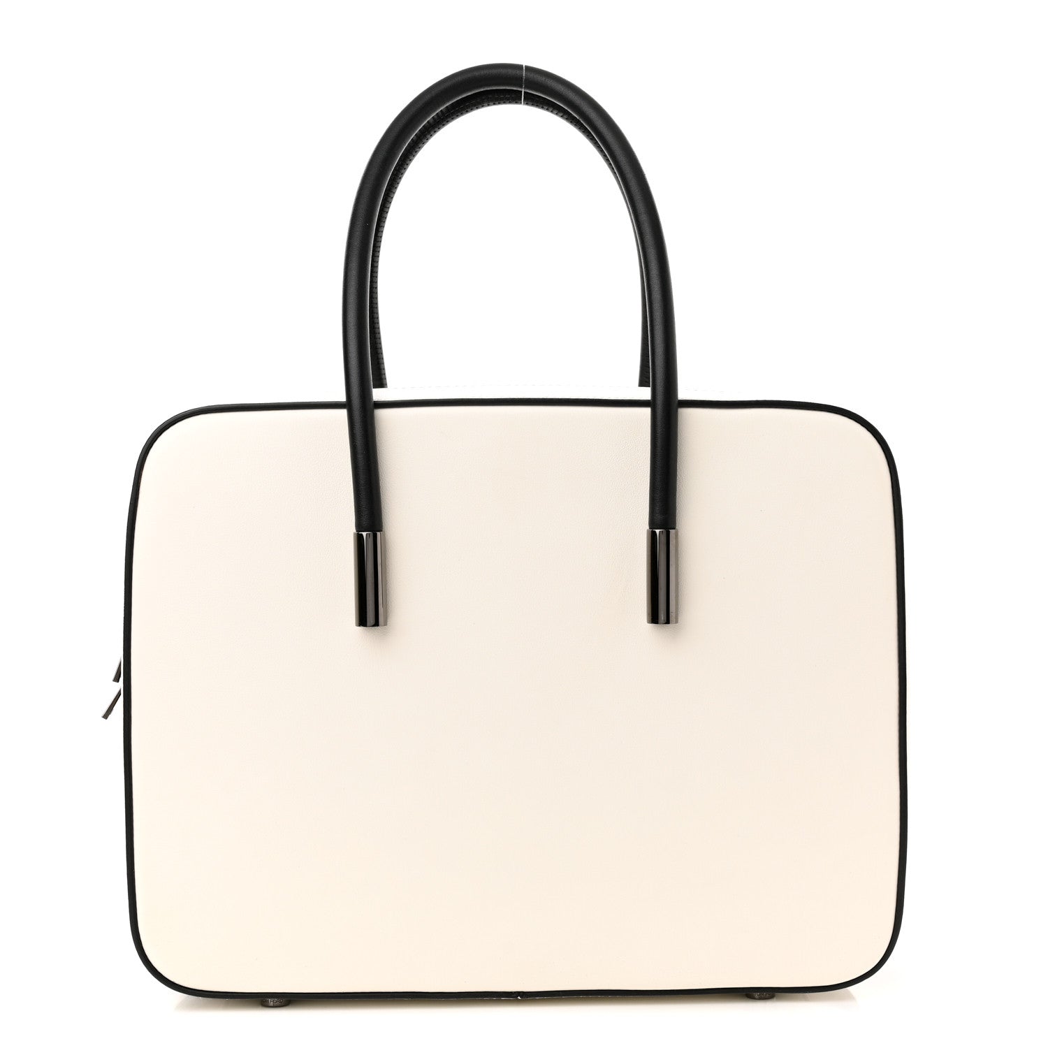 Tom Ford Calfskin Top Handle Bag White Black 1 of 10