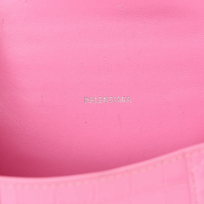 Balenciaga Shiny Calfskin Crocodile Embossed Hourglass Top Handle Bag XS Baby Pink 6 of 20