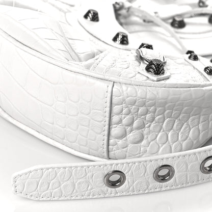 Balenciaga Extra Supple Calfskin Crocodile Embossed Le Cagole Shoulder Bag XS White 10 of 10
