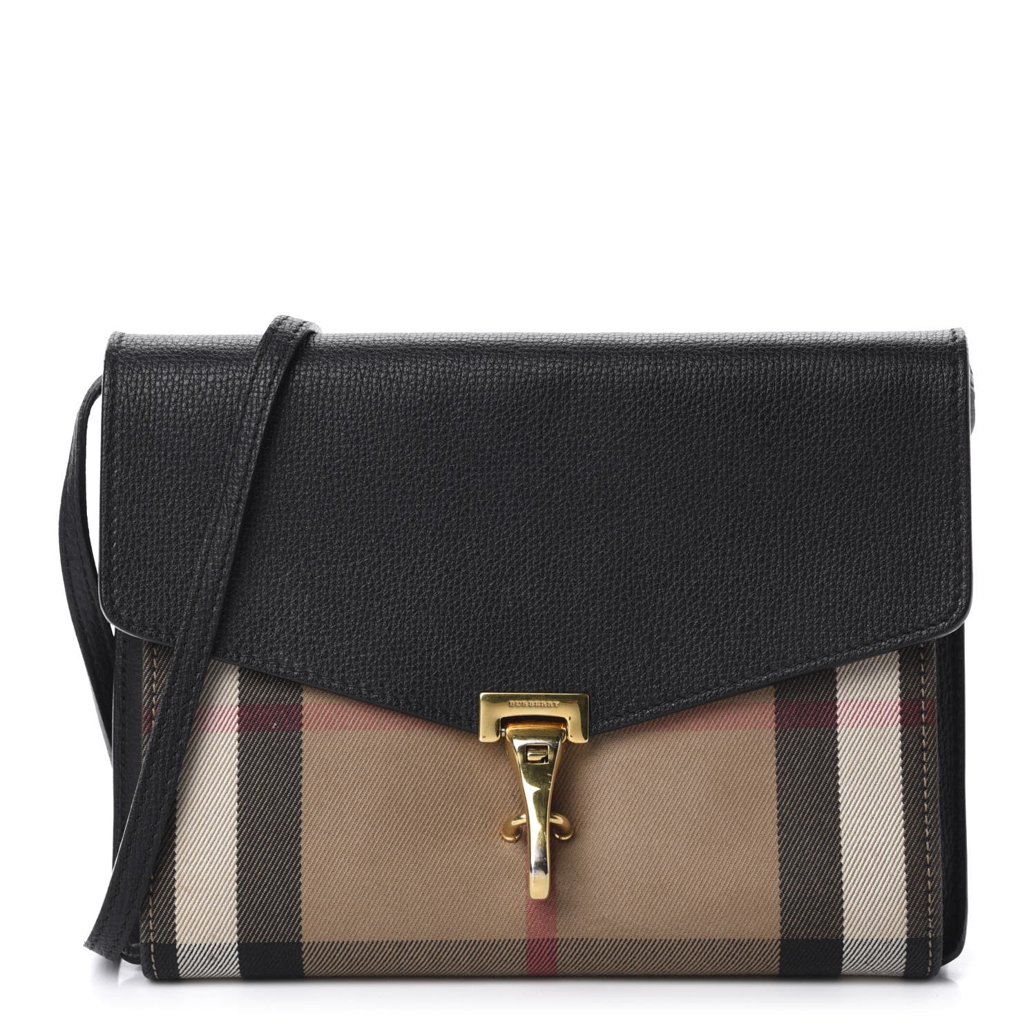Burberry Derby Calfskin House Check Small Macken Crossbody Bag Black 1 of 10