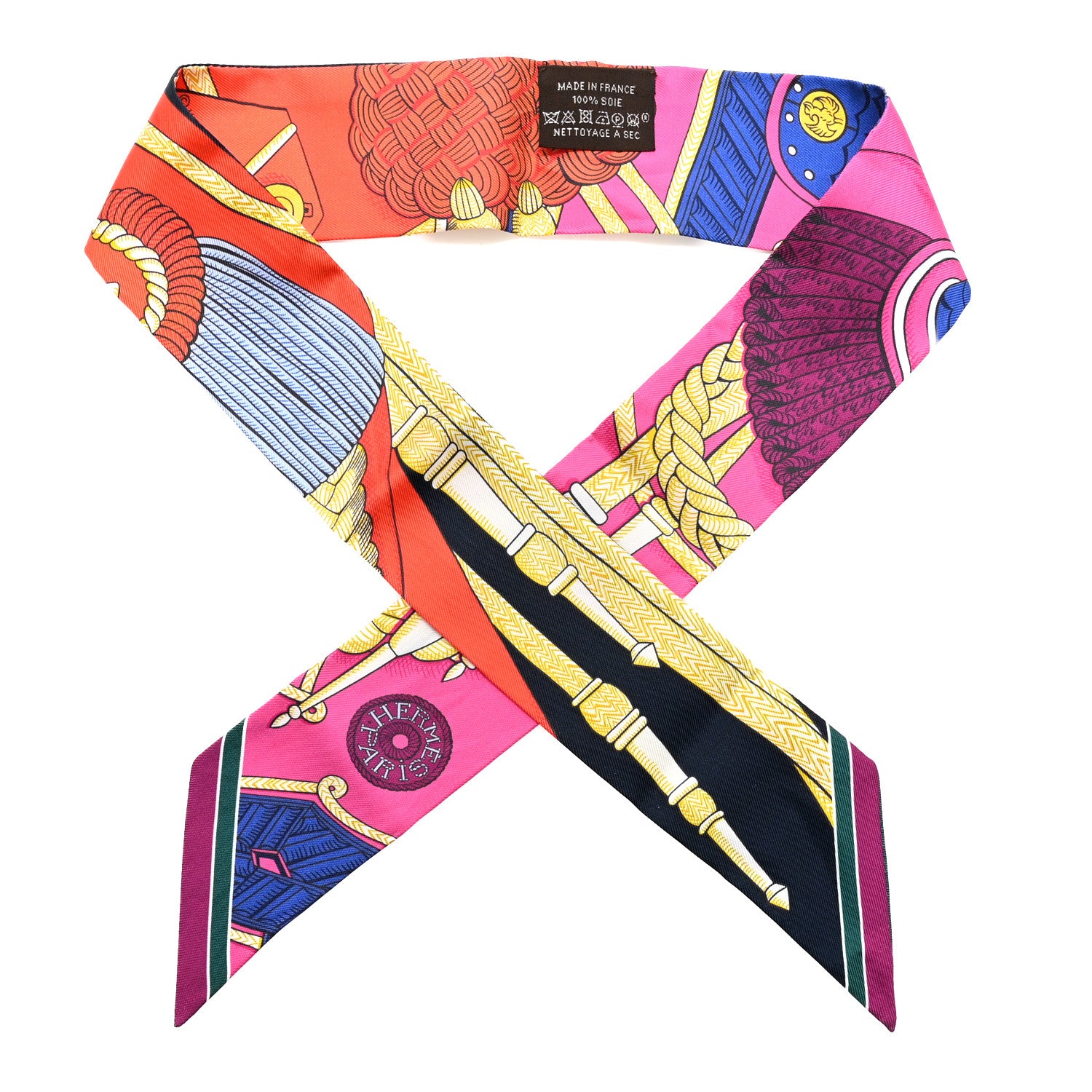 Hermes Silk Zouaves Et Dragons Twilly Rose Orange Multicolor 1 of 4