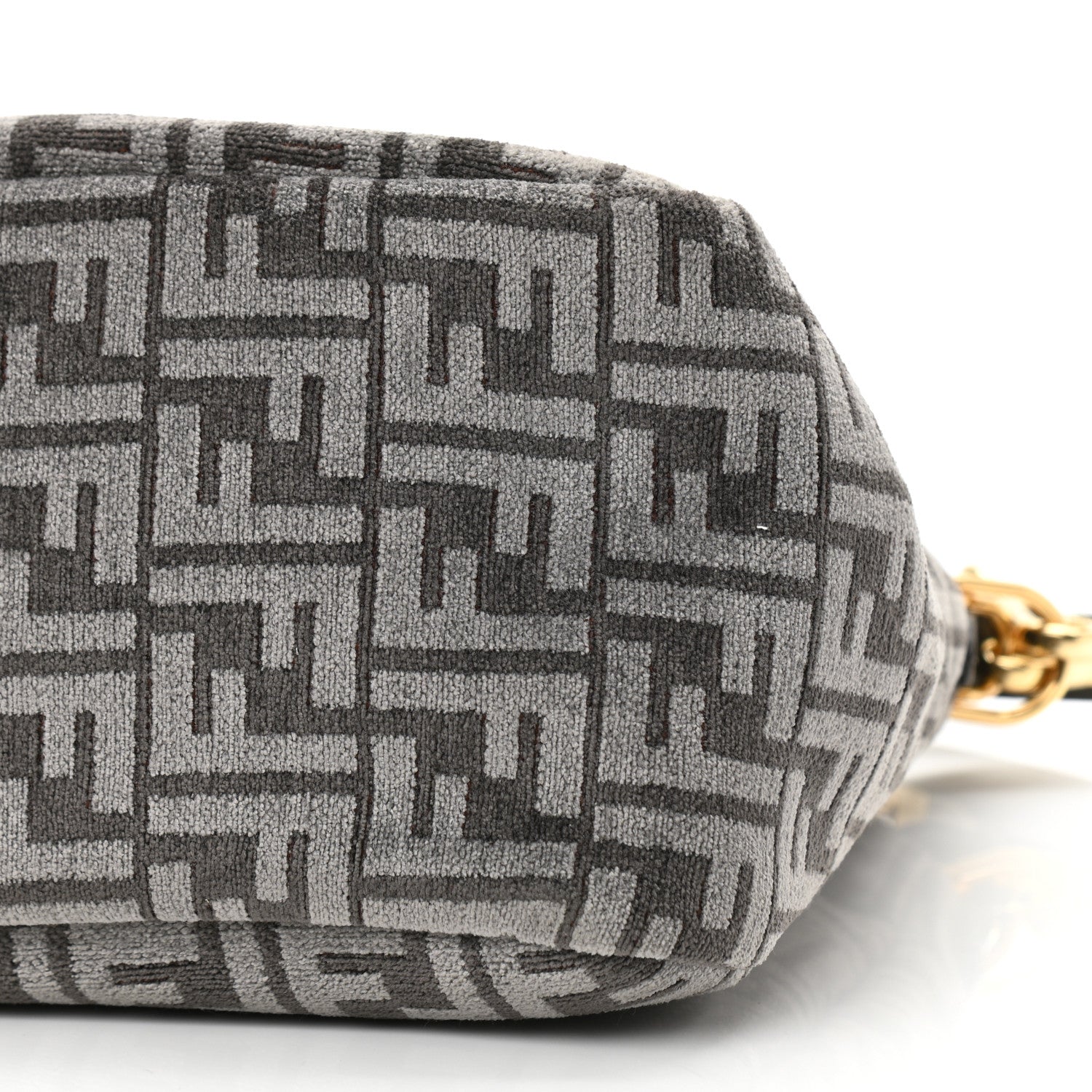 Fendi Chenille Vitello Seta Plexiglass FF Fendi O'Lock Zipper Anthracite Asfalto 9 of 9