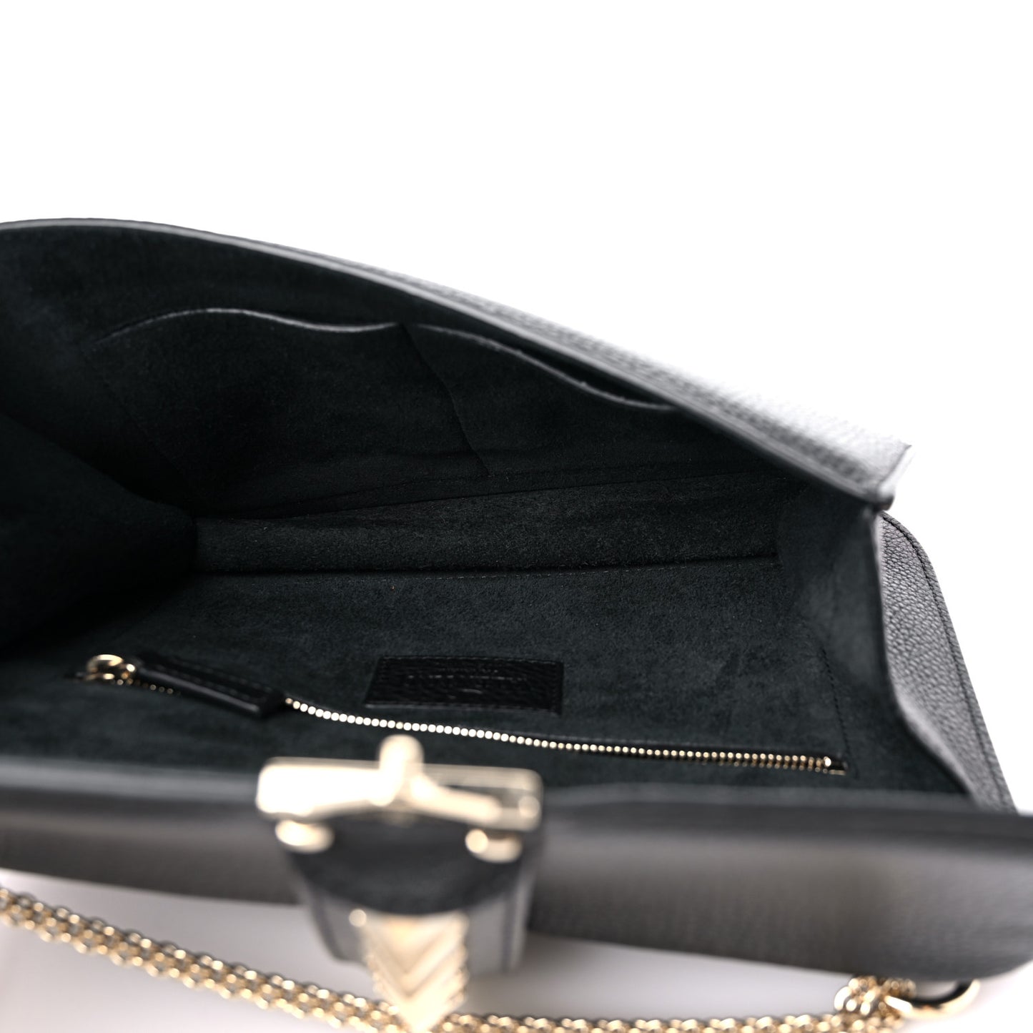 Pebbled Calfskin Medium Glam Lock Rockstud Flap Black