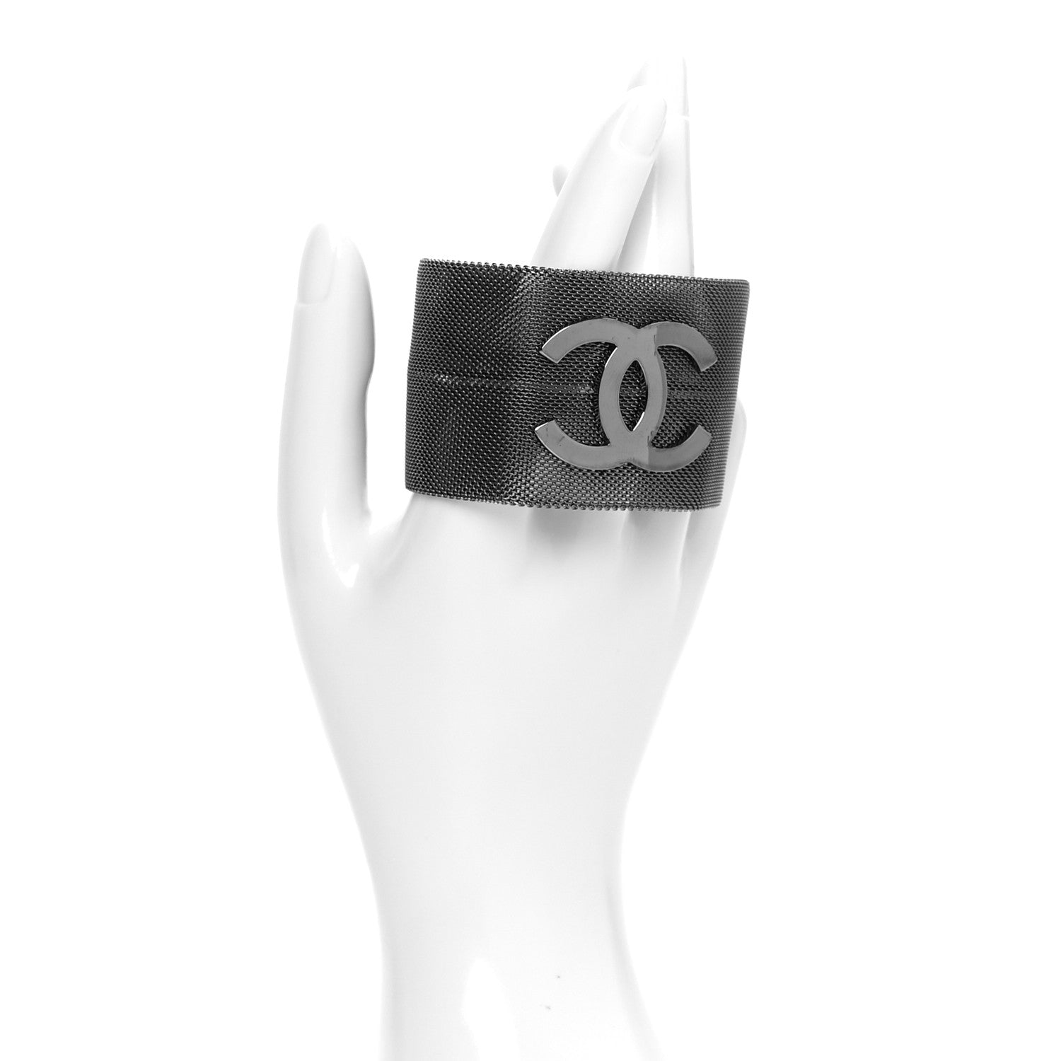 Chanel Metal Mesh CC Bracelet M Ruthenium 2 of 6