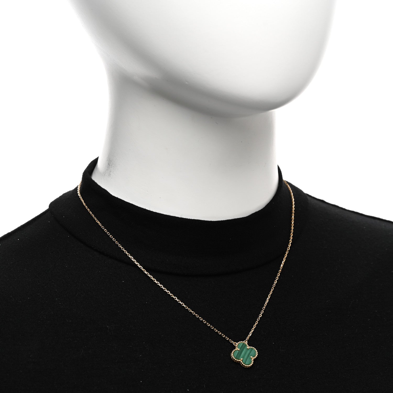 Van Cleef & Arpels 18K Yellow Gold Malachite Vintage Alhambra Pendant Necklace 2 of 5