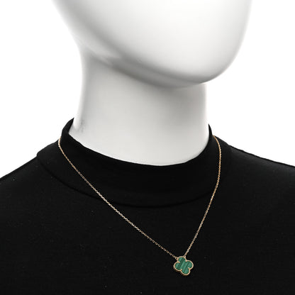 Van Cleef & Arpels 18K Yellow Gold Malachite Vintage Alhambra Pendant Necklace 2 of 5