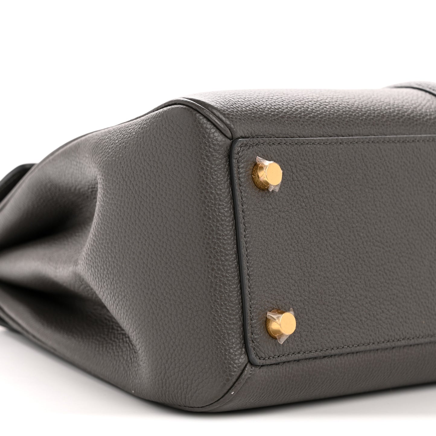 Grained Calfskin Small 16 Top Handle Bag Medium Grey