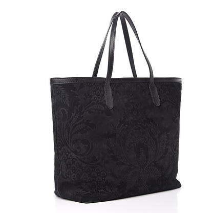 Gucci Nubuck Brocade Medium Soft Stirrup Tote Black 3 of 12