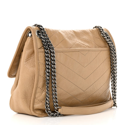 Saint Laurent Crinkled Calfskin Matelasse Monogram Medium Niki Chain Satchel Natural 3 of 13