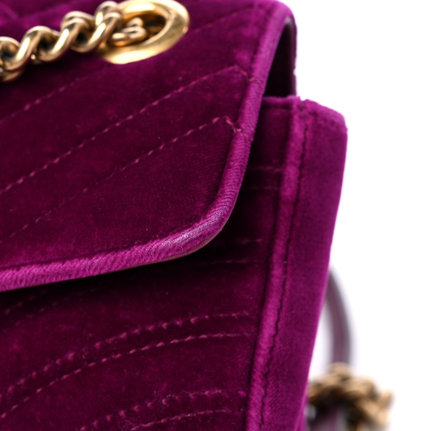 Gucci Velvet Matelasse Small GG Marmont Shoulder Bag Fuchsia Violet Cyclamen 17 of 18