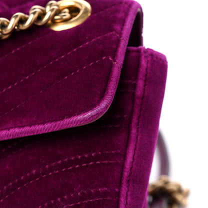 Gucci Velvet Matelasse Small GG Marmont Shoulder Bag Fuchsia Violet Cyclamen 17 of 18