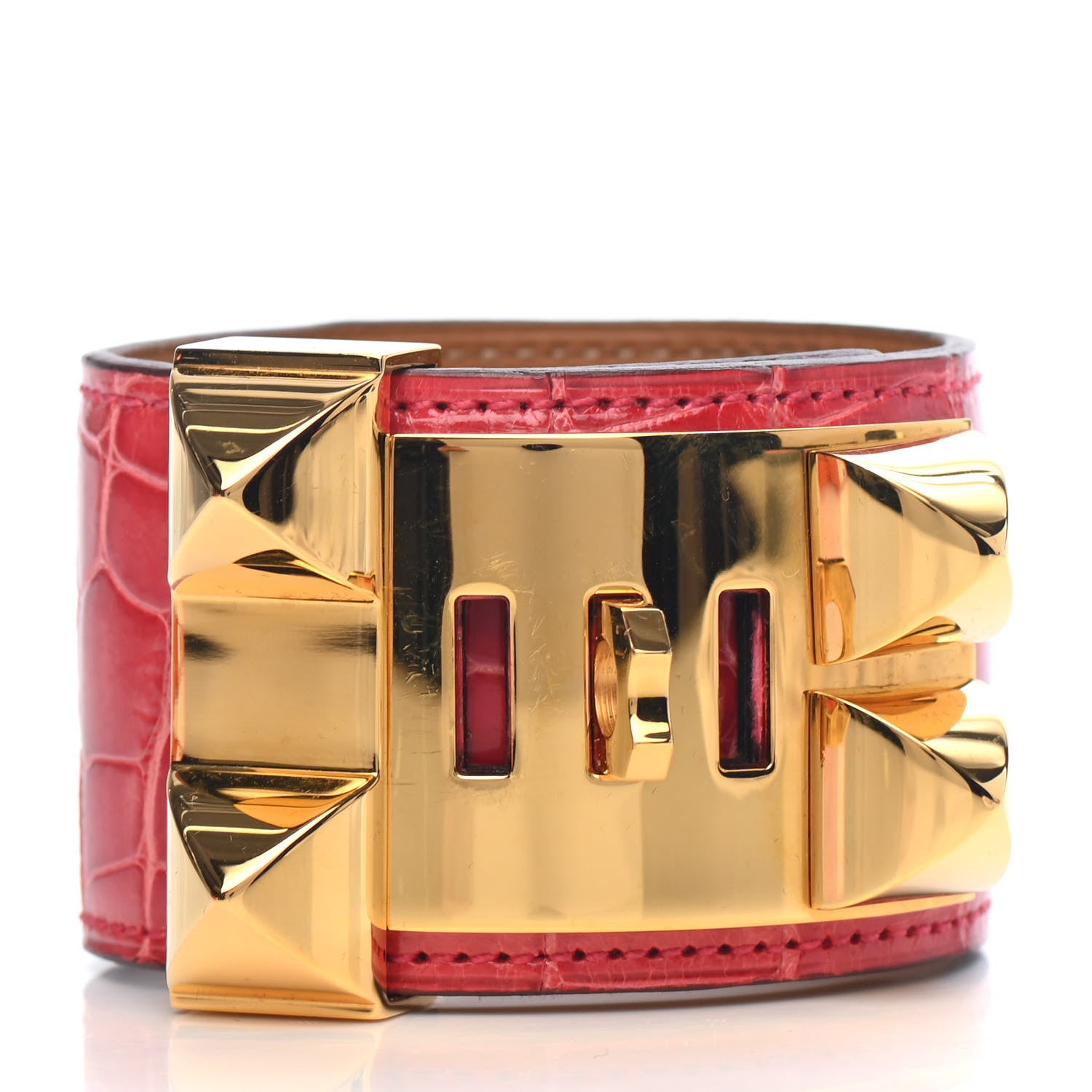 Hermes Shiny Alligator Collier De Chien CDC Bracelet S Bougainvillea 2 of 4