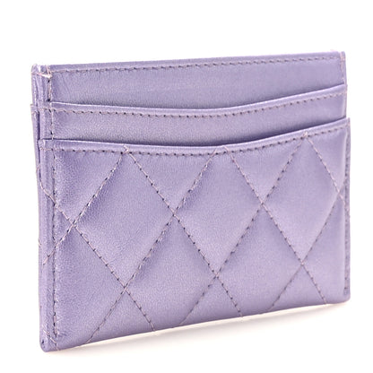 Chanel Metallic Lambskin Quilted Card Holder Light Purple 3 of 10