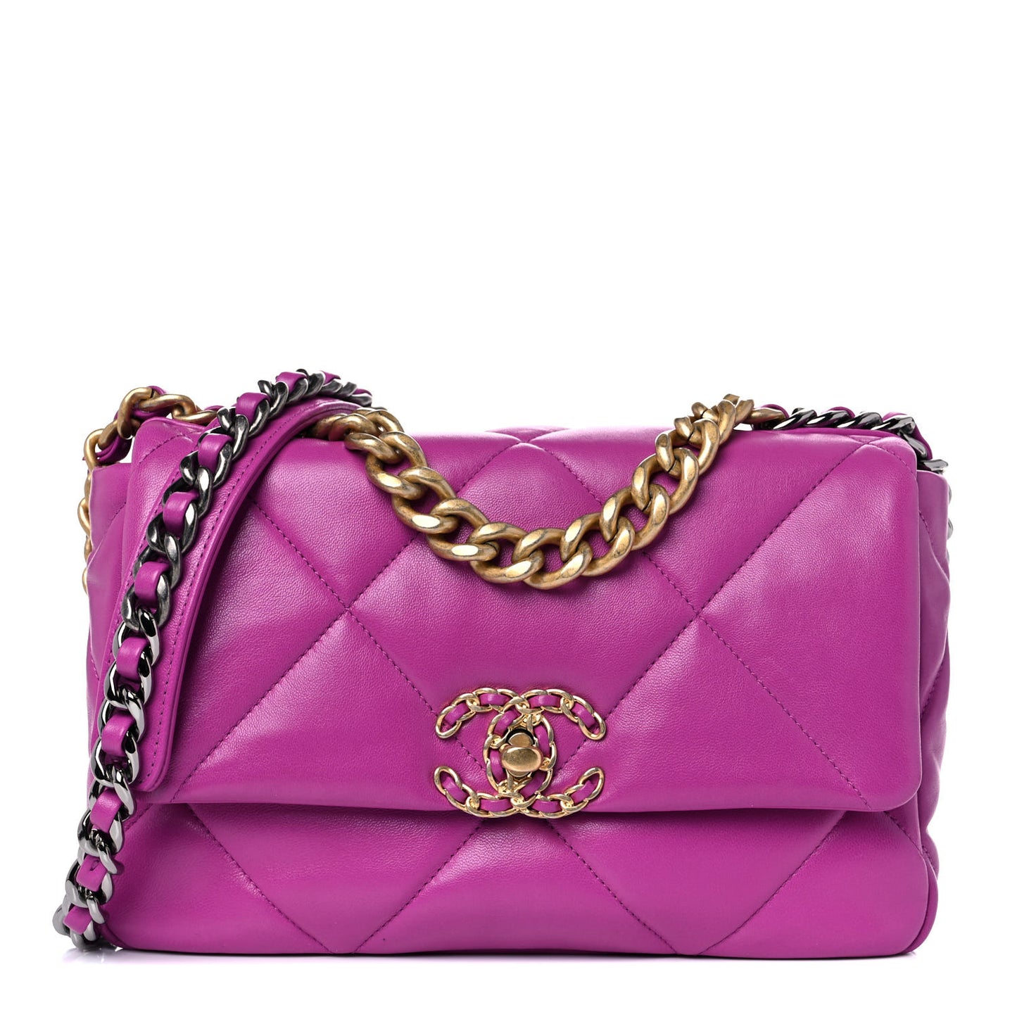 Lambskin Quilted Medium Chanel 19 Flap Purple
