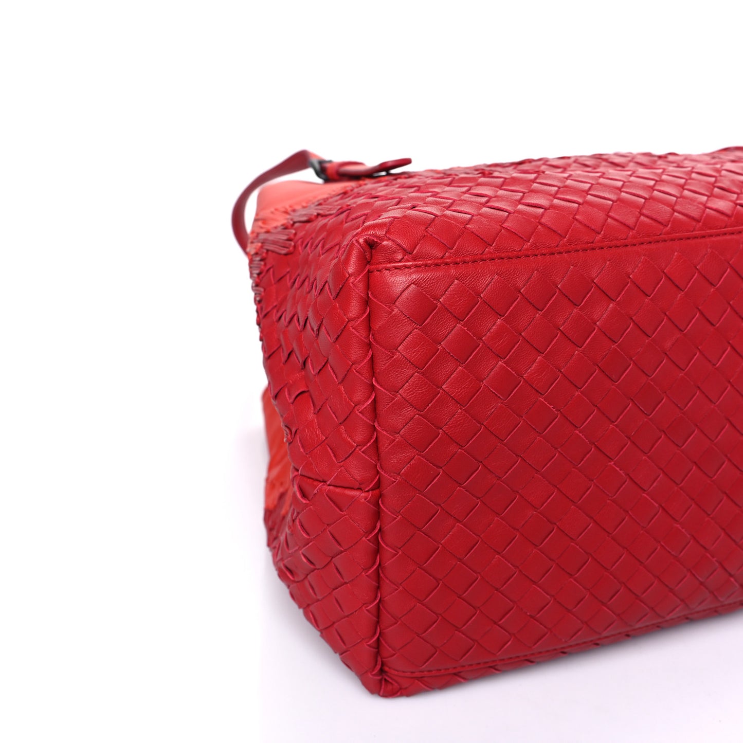 Nappa Intrecciato Medium Flow Wave Tote Orange Red