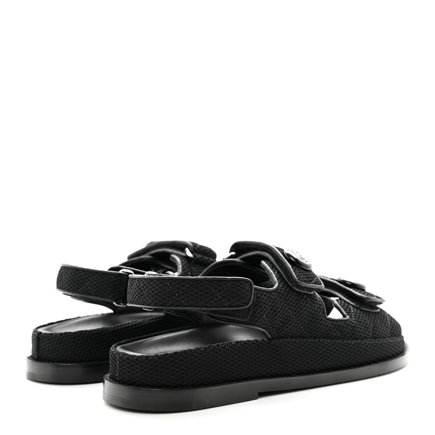 Chanel Fabric Velcro Dad Sandals 37.5 Black 5 of 9