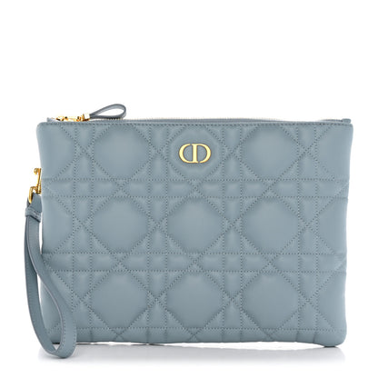 Christian Dior Calfskin Macrocannage Large Caro Daily Pouch Blue 1 of 9