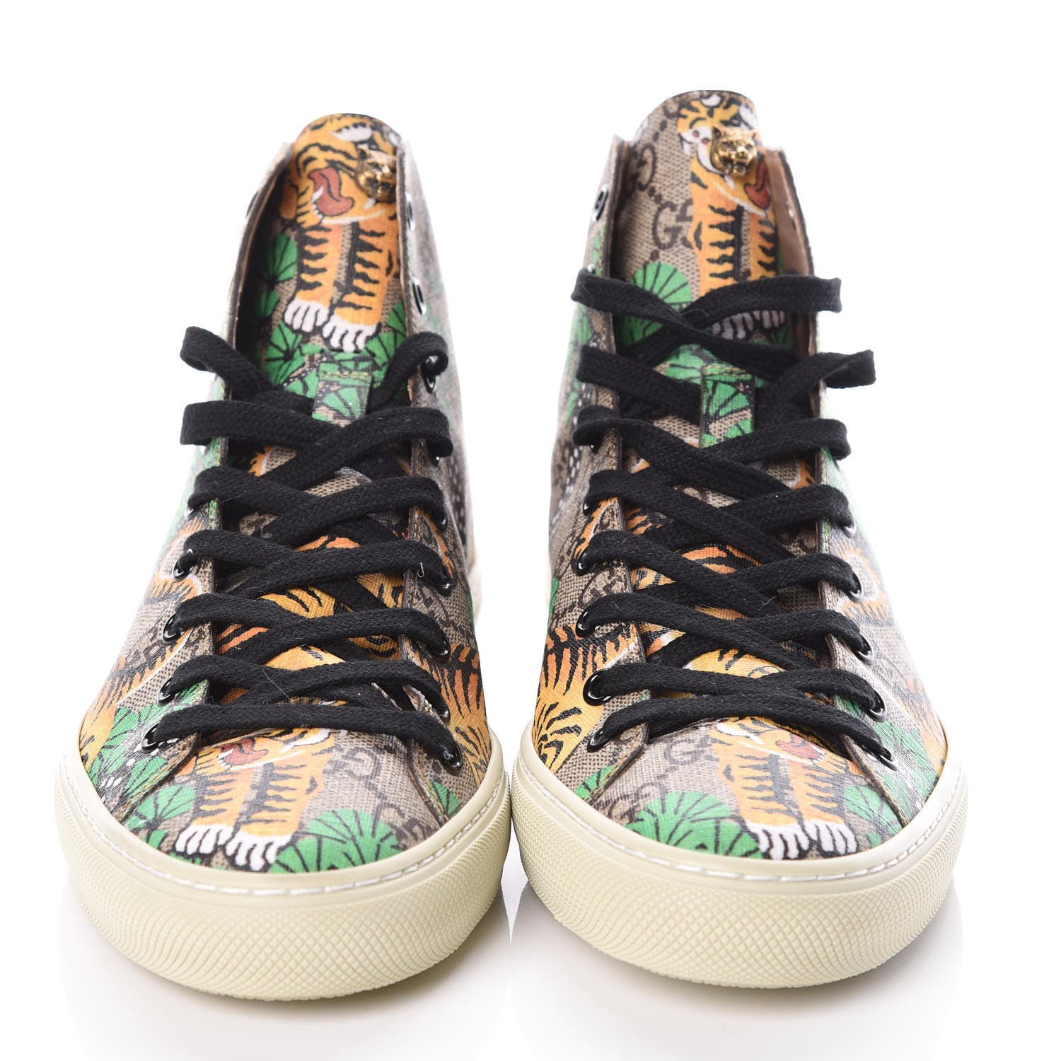 Gucci GG Supreme Monogram Bengal Mens High Top Sneakers 6 Beige Yard 2 of 7
